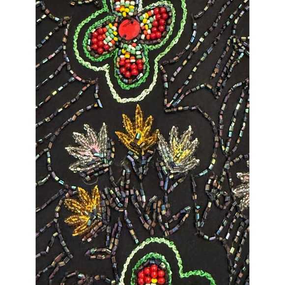 VINTAGE Y2K OTHER‎ DESTINATION SILK BEADED FLORAL VEST WOMENS LARGE - Picture 3 of 4